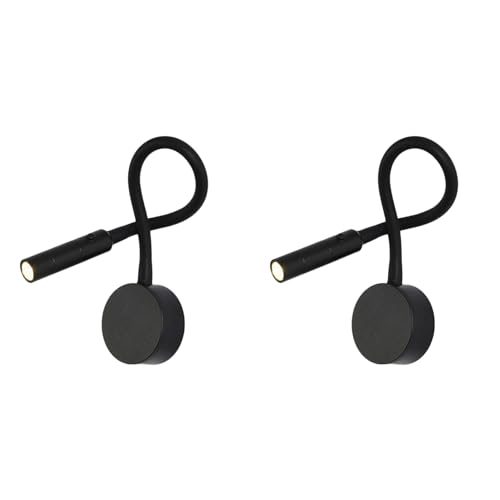 Teuypty 2X Lámpara de Pared LED para Lectura, con Manguera Flexible, para Mesita de Noche, Dormitorio, Estudio, Libros, con Interruptor.