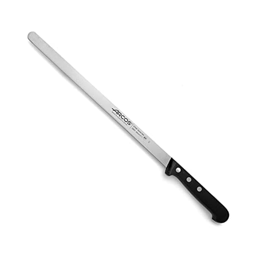 Arcos Coltello da Rebanare/Jamón in Acciaio Inossidabile Nitrum – Serie Universal, Manico in Poliossimetilene Nero, Ideale per Uso Quotidiano – Lama da 28 cm, Altamente Resistente e Durevole