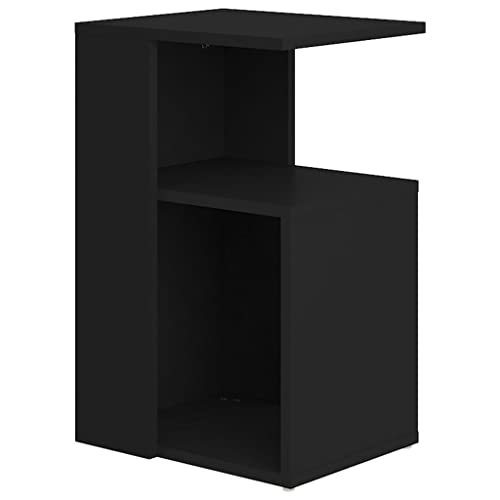 vidaXL Mesa Auxiliar Muebles Mobiliario Sofá Café Centro Salón Sala de Estar Libros Estante Estable Decoración de Contrachapada Negro 36x30x56 cm