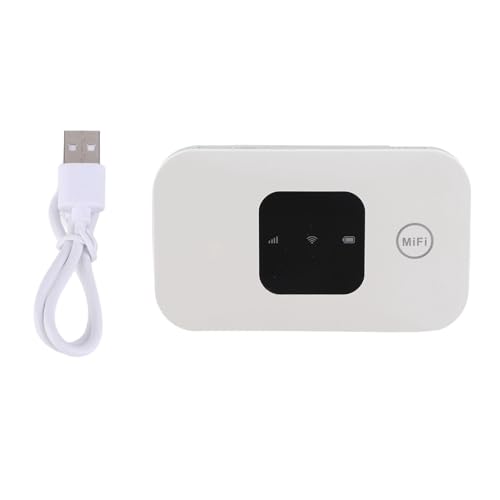 Image of Portable 4G Mobile WiFi Hotspot Router - Compact White LTE Travel Router with 2100mAh Battery, Supports 10 Devices, Global 3G /4G Bands, for Phone Laptop Tablet Desktop