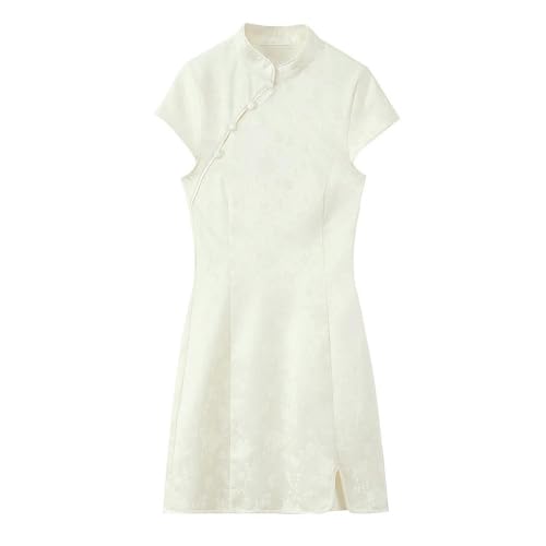 Robe de soirée Qipao à manches courtes asymétrique DYRBF