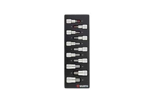 Würth 1/2 Zoll Steckschlüssel Satz metrisch Innensechskant 11 Teile in Schaumeinlage 2.4.1 mit Nusskasten für Werkstattwagen 0965905204