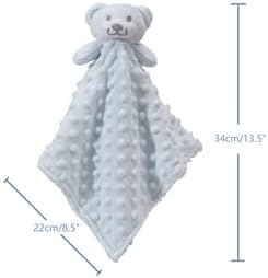 Miniatura 5 de CREVENT Manta acogedora de seguridad para bebés y niños, diseño de lunares Minky frontal + respaldo de sherpa con cara de animal (oso azul)