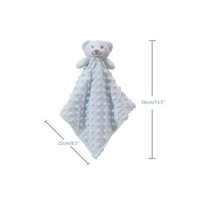 Crevent Cosy Plush Baby Security Blanket Loveys for Baby Boys and Girls Minky Dot Front + Sherpa Backing with Animal Face (Blue Bear)