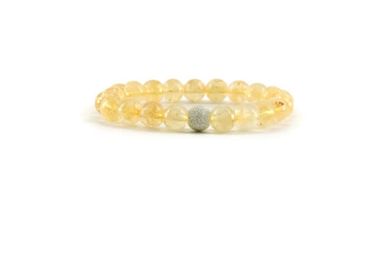 Bracelet citrine 6mm pour homme et femme LKBEADS élastique de 17,8 cm pour méditation