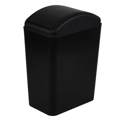 Caneca de basura rectangular negra 16 L con tapa basculante