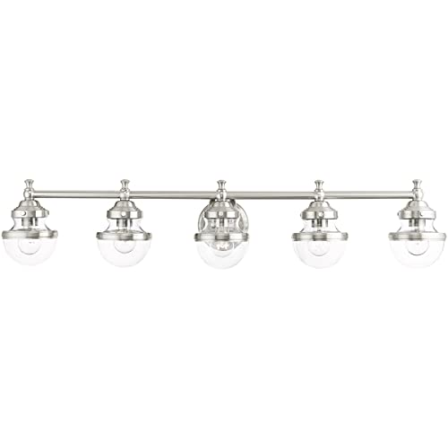 Image of Livex Lighting 17415-91 5 Light Brushed Nickel Bath Vanity
