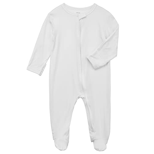 Image of Aablexema Baby Footie Pajamas Zipper - Rayon from Bamboo Infant Footed Pjs with Mittens Sleepwear Jammies