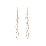 PHNIBIRD フックピアス レディース 18金 揺れる【風に吹かれて】シルバー925 金属アレルギー対応 ピンクゴールド ピアス ロング おしゃれ 可愛い 結婚式 記念日 誕生日 プレゼント 女性 20代 30代 40代