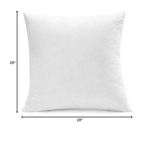 Image of SNUG&COZY Luxury Goose Down Feather Pillow Inserts - 28x28IN, Double Layered Down-Proof Design, Ultra-Soft Cover, High Fill Weight, Pack of 1, White