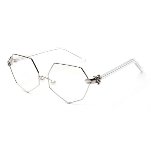 Lunettes œil-de-chat transparentes anti-lumière bleue rétro argent