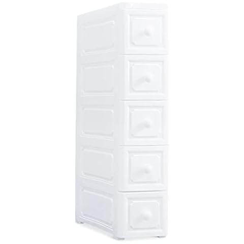 Conworld Super Light Weight Slim Plastic Bathroom Storage, Self-Assembling Organizer 5 Tier Cart with 4 Wheels (Product Comes with Installation Instructions and Video) Cover
