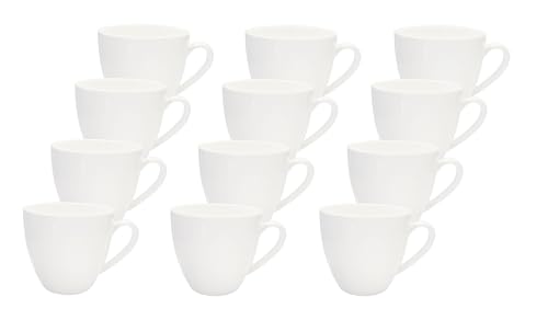 LISSEK Conjunto de 12 chávenas de café com alça, branco, para bebidas quentes, trabalho, escritório, conjunto de 12 unidades, com alça branca, para desfrutar do café
