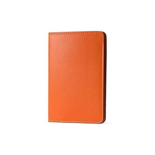 Maruse Leather Passport Holder, Handmade in Italy, Top-Grain Leather Passport Cover with Card Slots, Orange