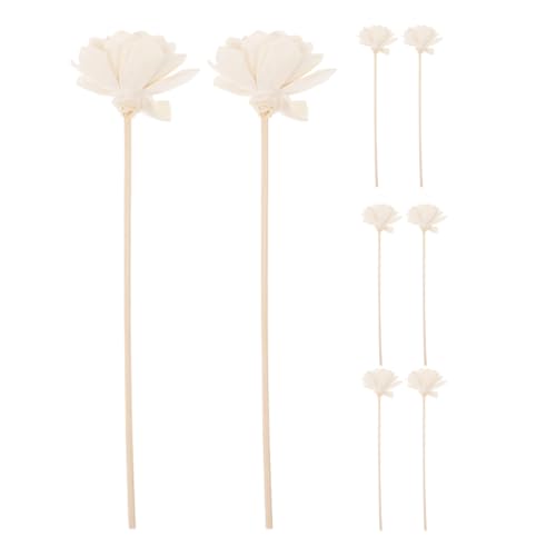 LOGOFUN 8PCS Dried Flower Diffuser Sticks Natural Flower Rattan Sticks Dried Floral Fragrance Refill Sticks for Home Office Supplies - White