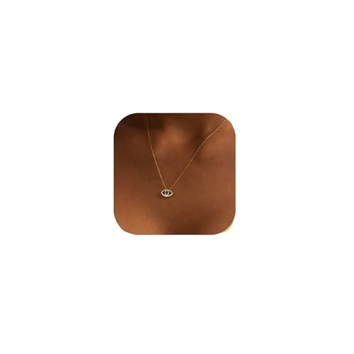 Lcbulu Dainty 14K Gold Plated Evil Eye Necklace for Women - Delicate CZ Diamond Choker Pendant Necklace Jewelry Gift (Evil Eye Necklace)