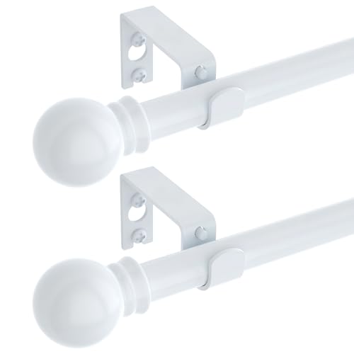 Image of GXOACKJ 2 Pack White Curtain Rods for windows 32 to 62 inch, 5/8 inch Splicing Heavy Duty Metal Curtain Rod Set with Brackets