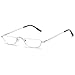 ABETOS Half Moon Reading Glasses Men Women Half Rim Metal Frame Spring Hinge Retro Stylish Slim Computer Readers, Silver 2.0