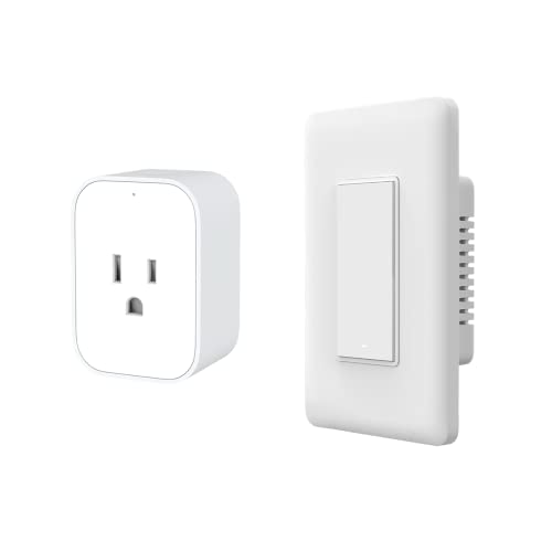 Aqara Smart Plug Plus Smart Light Switch (No Neutral, Single Rocker), with Energy Monitoring, Scheduling and Voice Control, Compatible with Alexa, Google Assistant, IFTTT, and Apple HomeKit
