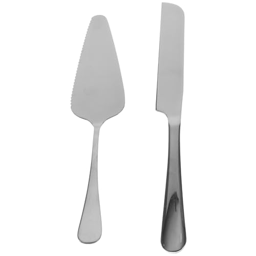 SUPVOX Set Coltello da Torta Seghettato e Pala in Acciaio Inox Manico, Utensili da Portata per Taglio e Servizio Torte, Adatto per Feste, Compleanni e Matrimoni