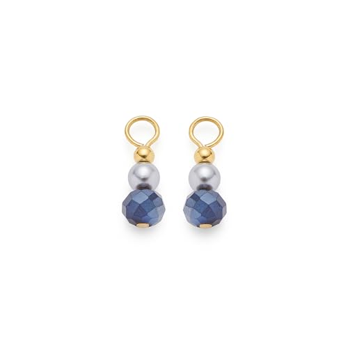 Colgante de acero inoxidable dorado Beauty's Aline con perla gris de alta joyería