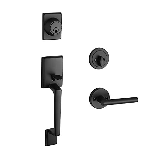 Image of Design House Moderno Eastport Keyed Entry Handleset, Matte Black | 2-Way Adjustable, Surface, Contemporary /Modern, Zinc, Hardware, 582643