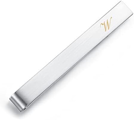 Honey Bear Mens Initial Alphabet Letter Tie Clip Bar - Normal Size Stainless Steel For Business Wedding Gift,5.4cm,Brushed Silver A - Z