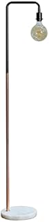 MiniSun Industrial Black and Copper Metal Floor Lamp with a White Marble Base - Complete with a 6w LED Filament Light Bulb [2700K Warm White]