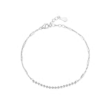 Aotiwe Pulseras para mujer, bisutería, pulseras con geometría de oro blanco, regalos divertidos para mujeres, 18+5CM, Oro blanco de 14 quilates, Sin gemas