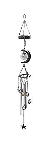Comfy Hour Spring Is Here Collection 38" Moon And Sun Metal Art Decorative Wind Chime, Hanging Windbell Decoration #TOP8