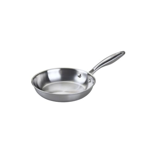 Fackelmann 66269 Poêle 20 cm en Acier Inoxydable 18/10, Structure Triply, Tous Feux Compatible Induction et Four, Cuisson Saine Sans PFAS, Utilisation Intensive, Passe au Lave-Vaisselle, Manche Riveté