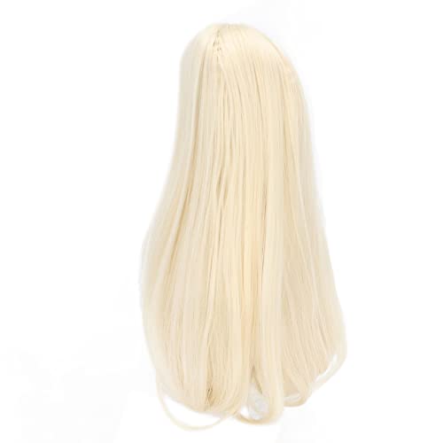 SPYMINNPOO Toy Doll Long Fake Hair Blunt Bangs Head Wig for DIY Simulation Doll Modeling, High Temperature Wire Mesh Cloth Material, 1/3 BJD, Children Entertainment (Milk Gold)