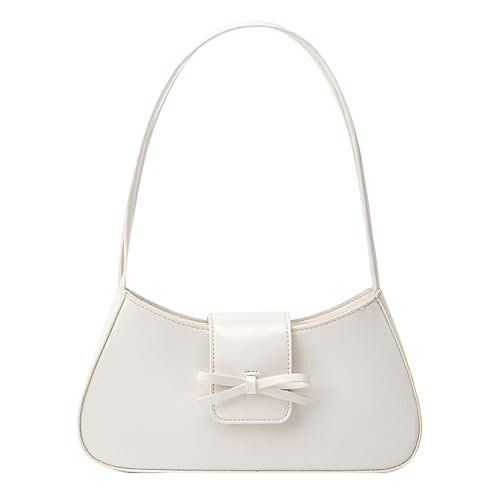 BACH AND BOUJEE Weiße Handtasche Damen Schultertasche Y2K Shoulder Bag Women Tote Purse Kleine Handtaschen mit Bogen Cute Ita Bag Ästhetische Tasche Geldbörse