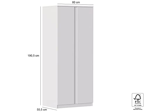 CAESAROO Armadio 80x190H cm Bianco opaco con due