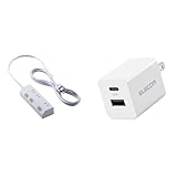 【USB充電器セット】 エレコム 電源タップ スイッチ付き 3m 3個口 ほこりシャッター 雷ガード ホワイト ECT-3530WH + 充電器 2ポート Type-C(USB-C) + USB-A USB PD対応 20W ホワイト EC-AC22WH