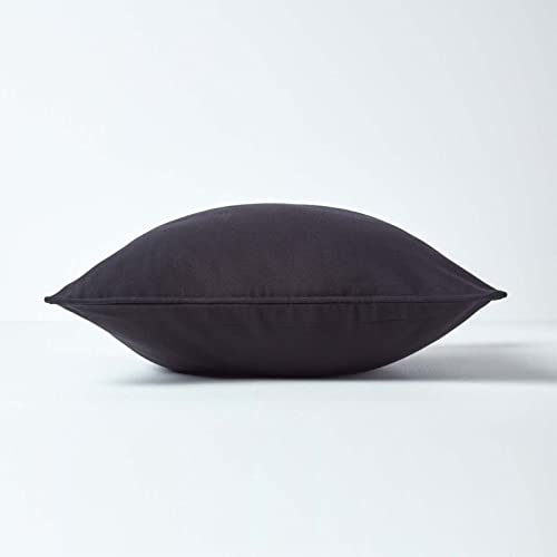 Homescapes Schwarze Kissenhülle 60 x 60 cm, Deko-Kissenbezug mit Reißverschluss aus 100% Baumwolle… – Ansicht 2