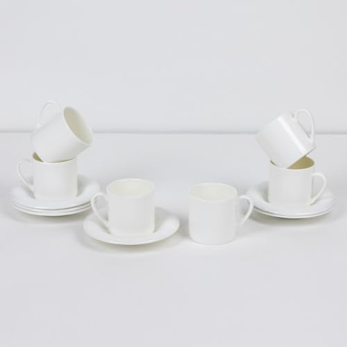 Image of GOLDEN QUEEN'S Cups, Saucer & Spoons Set for Coffee /Tea /Hot Drinks - Set of 18 pcs (Maison White Cups & Saucers)