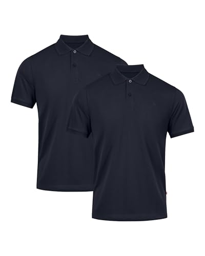 DANISH ENDURANCE Polo Shirts for Men Adult, Organic Cotton Polo Shirt, Short Sleeve, 1 or 2 Pack, Navy 2-Pack, L