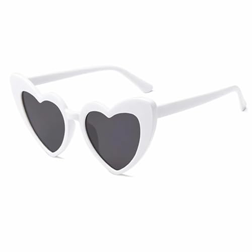 MOSIERRY Lunette Coeur Blanche, Lunettes Mariage de Soleil Coeur Evjf Pour Femme