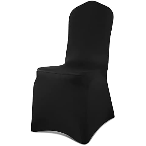 Black Chair Covers Dining Chair Seat Covers Slipcovers Stretch Washable Chair Covers for Wedding Banquet Dining Party (Flat, 100) Cover