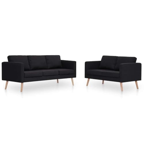 vidaXL Conjunto de sofás 2 Piezas Tela Negro