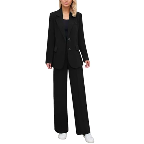 Vhersily Tailleur Donna Eleganti Pantaloni e Giacca da Cerimonia Curvy Blazer a Maniche Lunghe 2 Pezzi Elegante Suit Ufficio Completi Lavoro Autunno Inverno Casual Completo per Sera, Mezze Stagioni