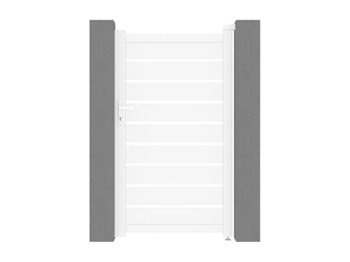 Vente-unique - Portillon battant aluminium ajouré L103 x H183 cm blanc - PRIMO