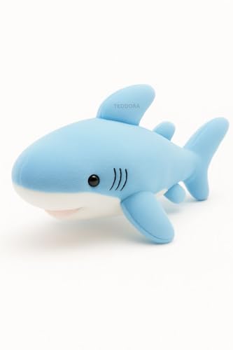 Image of Shark Fish Soft Toy for Girls Boys Kids,Sky Blue,Fish Sea Animal Plush Stuffed Baby Teddy Gift Birthday, 32cm