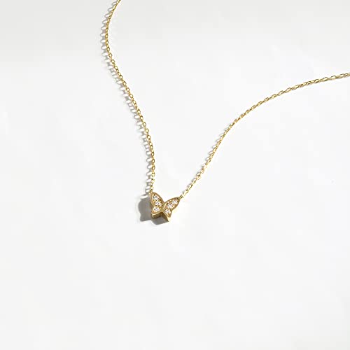 Gelin Real Diamond 10k Solid Gold Mini Butterfly Necklace for Women, 18 inch3