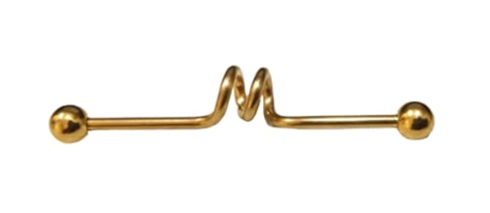 14G Yellow Circular Design Double Twisted Ear Industrial Piercing Stud