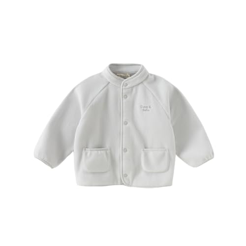 DAVE&BELLA Toddler Fleece Jacket, Baby Boys Girls Solid Button Polar Outerwear Spring Autumn Long Sleeve Warm Coat