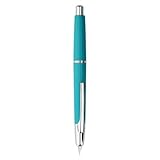 Begchy Pluma EstilográFica de Resina de Prensa, Punta Extrafina, Convertidor de Pluma de Tinta de 0,4 mm para Regalo de Escritura, Azul Pavo Real (Clip Plateado)