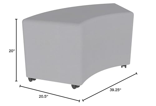 Image of Sprogs 18 inch H Structured S-Curve Stool -Flexible Modular Collaborative Soft Seating for Office, Home, Lounge and School Classrooms with Durable Frame & Set of 2 inch Casters Add-on -Yellow