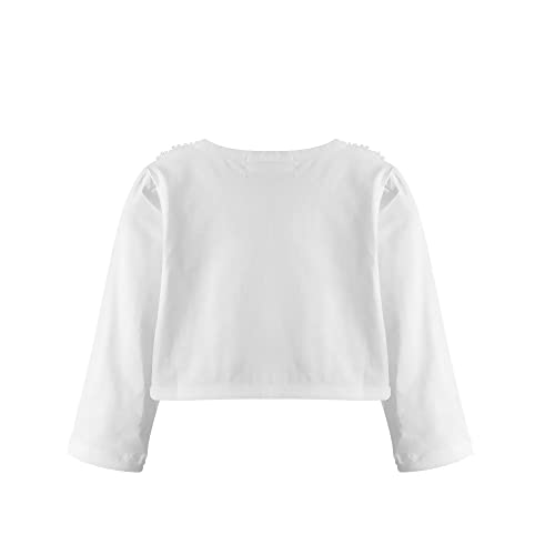 Image of Acecharming Girls' Shrug Sweaters Long Sleeve Lace Bolero Cardigan Shrug Button Closure Bolero Dress Cover Up for 2-10 Years